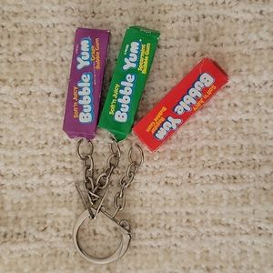 Vintage Bubble Yum Keychain, Grape, Regular, and Spearmint